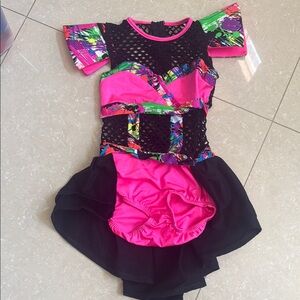 Colorful Kids Dance Costume with Pink and Black Accents